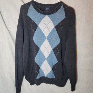 Vintage 90s Knit Argyle Pullover Sweater Men's XL Preppy Grandpa